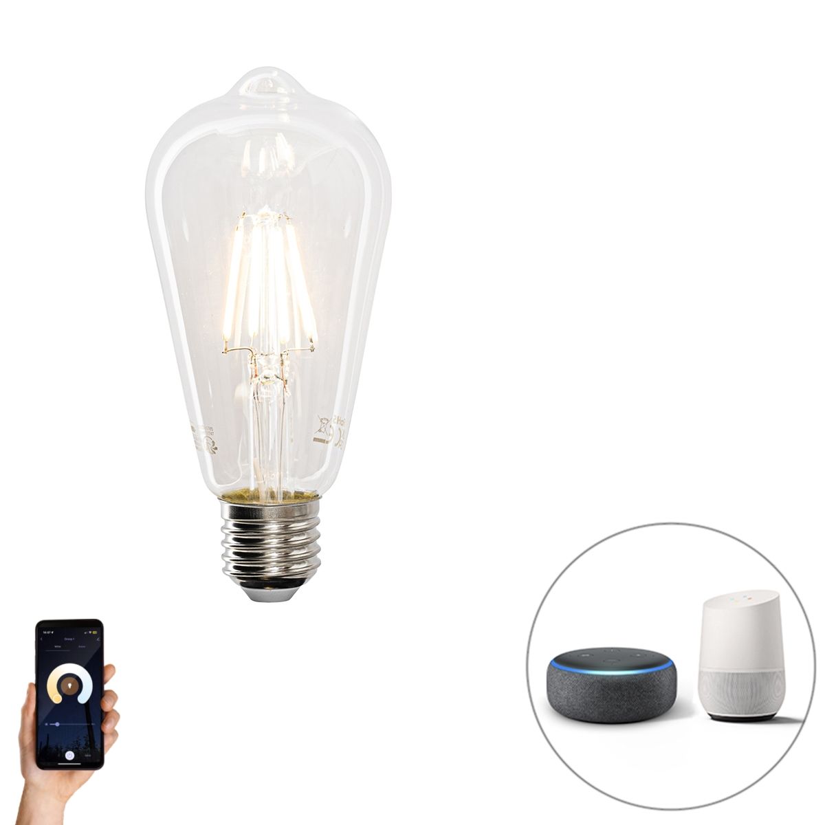 Smart E27 LED lamp ST64 4,5W 470 lm 1800-4000K