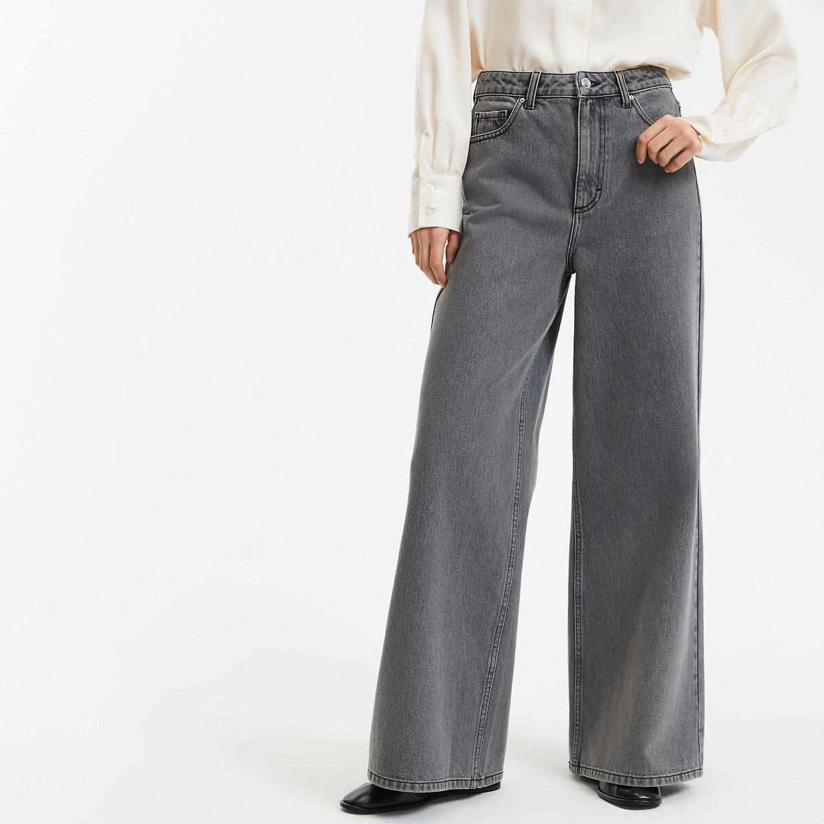 COLEÇÕES LA REDOUTE<br>Calças jeans extra grandes, cintura alta