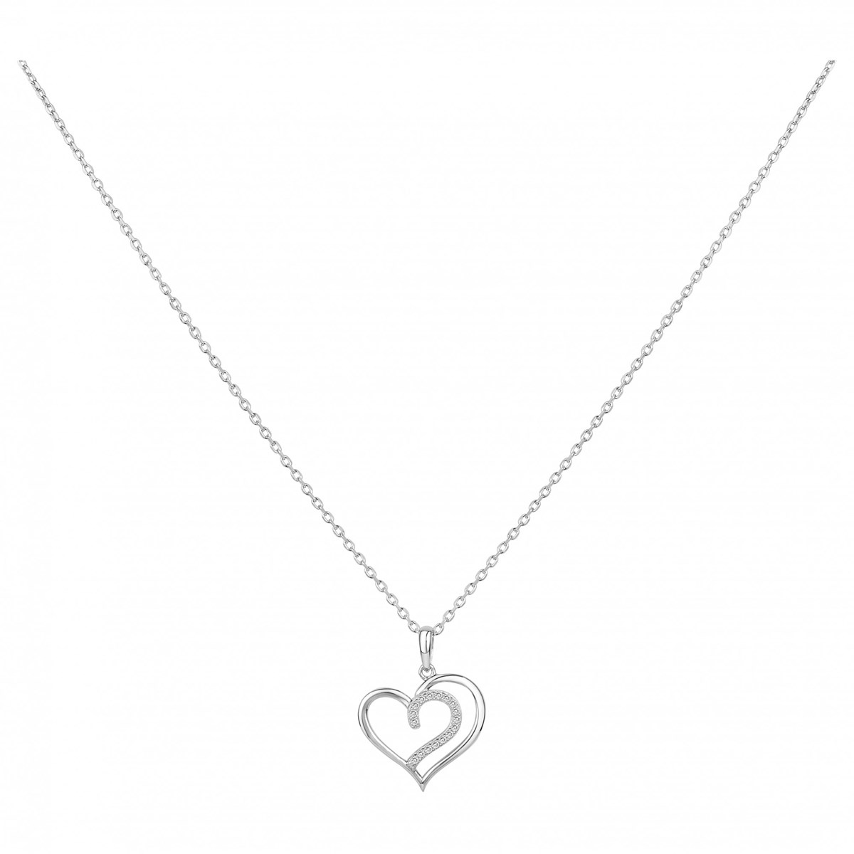 Collier mono-motif en Argent avec oxyde de zirconium blanc