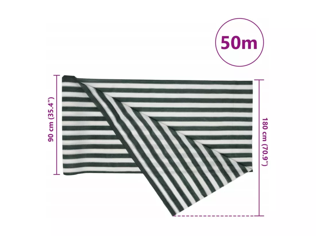 Filet brise-vue vert et blanc 1,8x50 m PEHD 75 g/m²