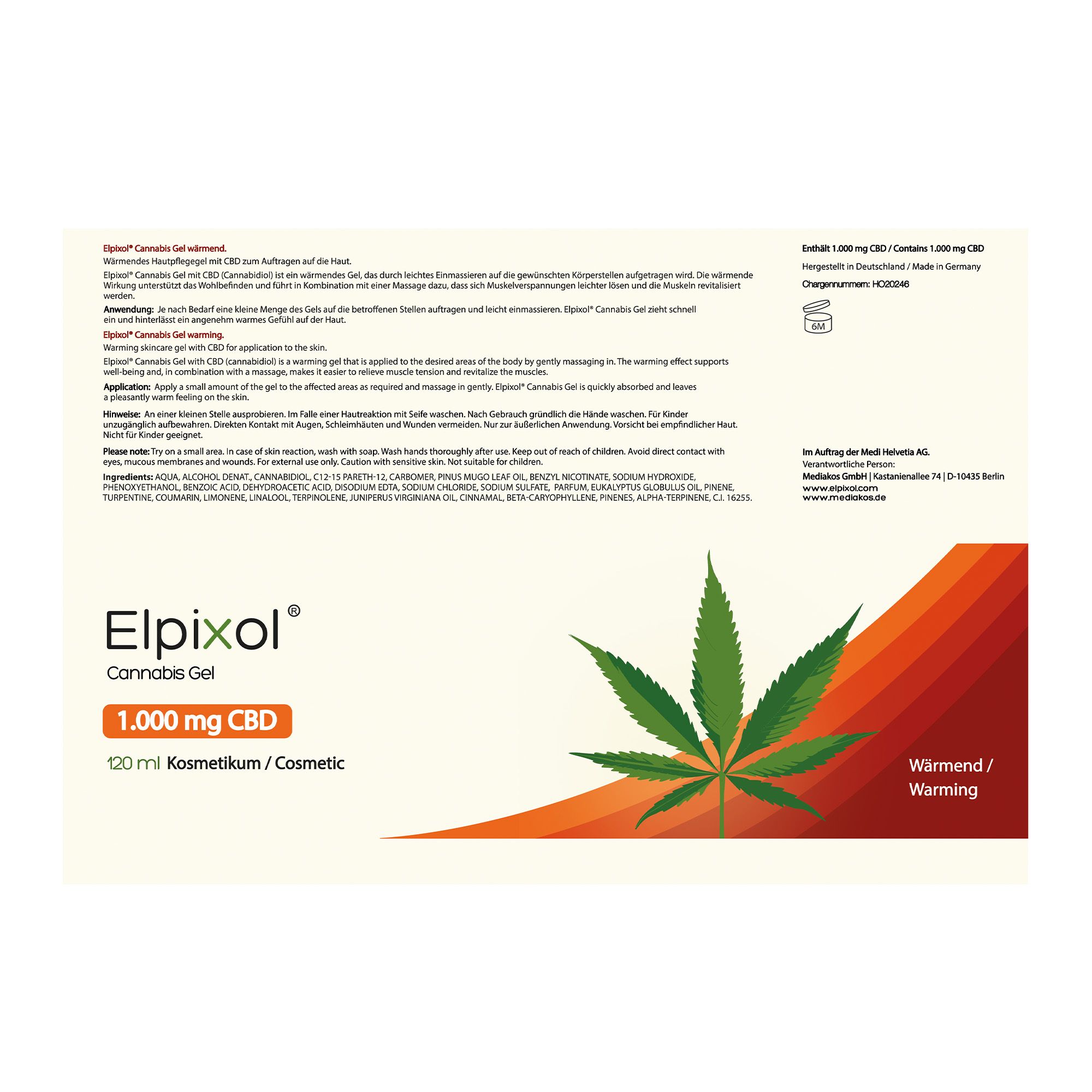 ELPIXOL® Cannabis Gel mit 1.000 mg CBD – Wärmesalbe