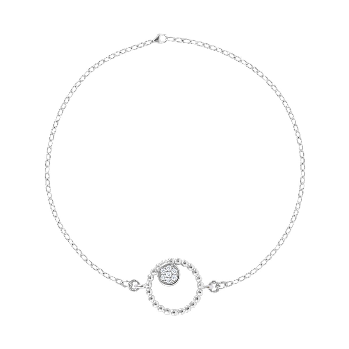 Bracelet en argent 925 rhodié avec oxydes de zirconium