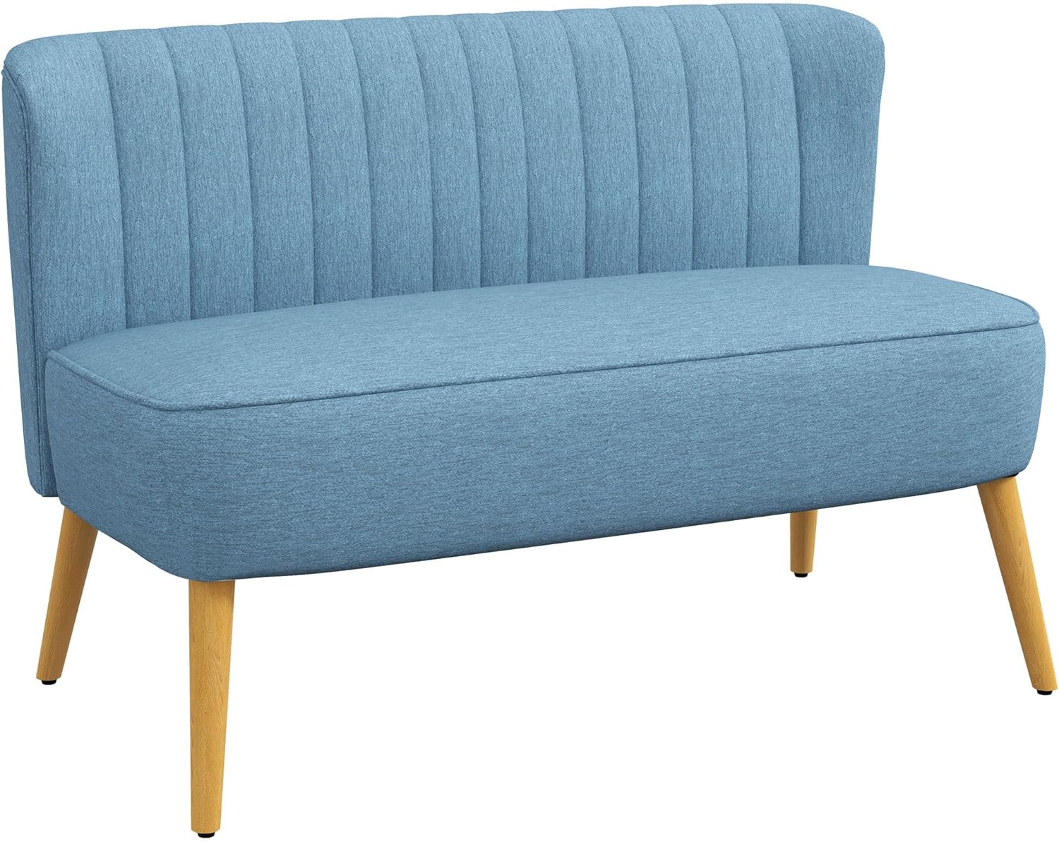 HOMCOM Sofa 2 Sitzer Couch, Kleine Loveseat mit Leinen-Optik Modern Polstersofa für Wohnzimmer, Schlafzimmer, kleinen Raum, Blau 117 x 56,5 x 77 cm