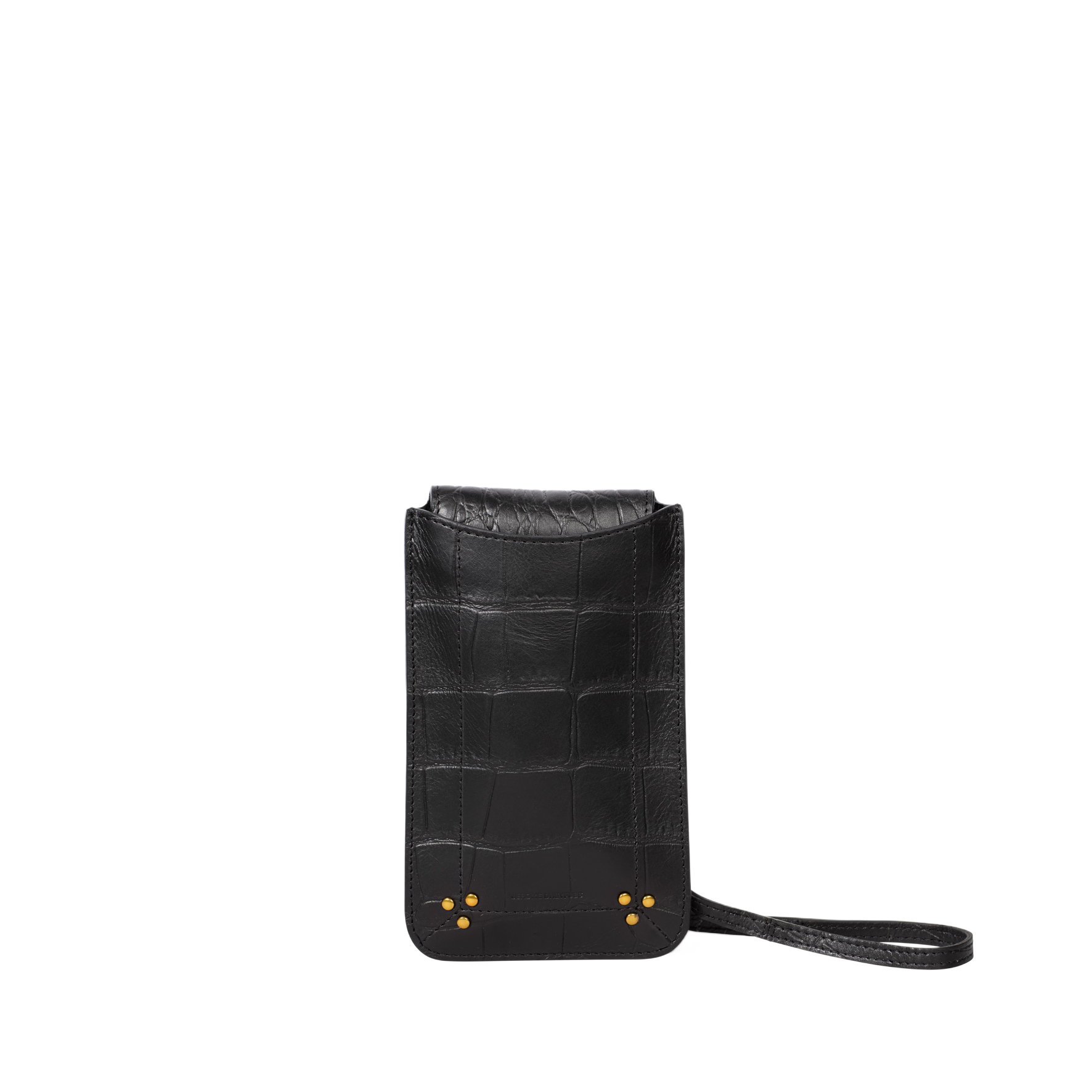 Etui de téléphone en cuir embossé croco | Noir