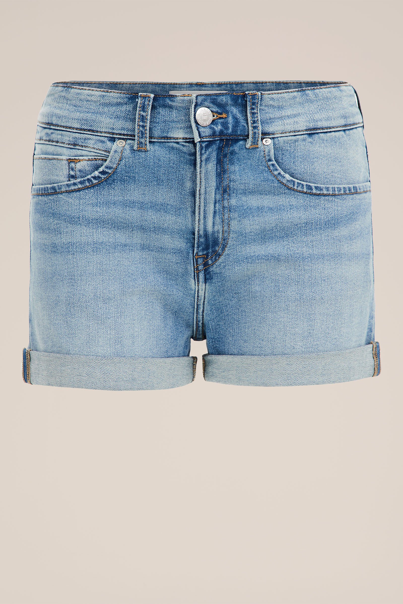 high rise denim short met comfortstretch - Curve Blue Ridge Lichtblauw
