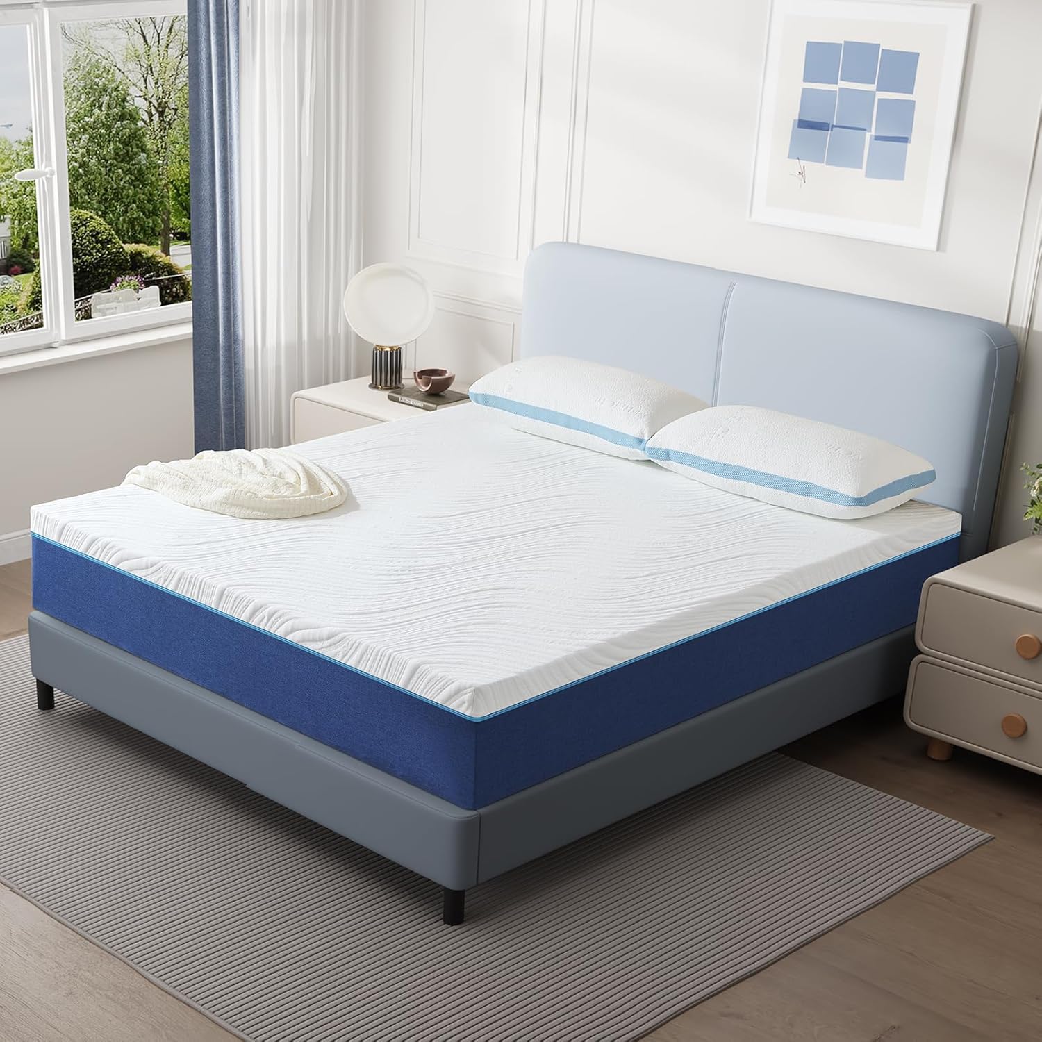 Matratze, 160 x 200 cm, Dicke 25 cm, Matratze aus Memory-Schaum, mittlere Härte, 7 Komfortzonen, perfekte Unterstützung, wendbar auf zwei Seiten