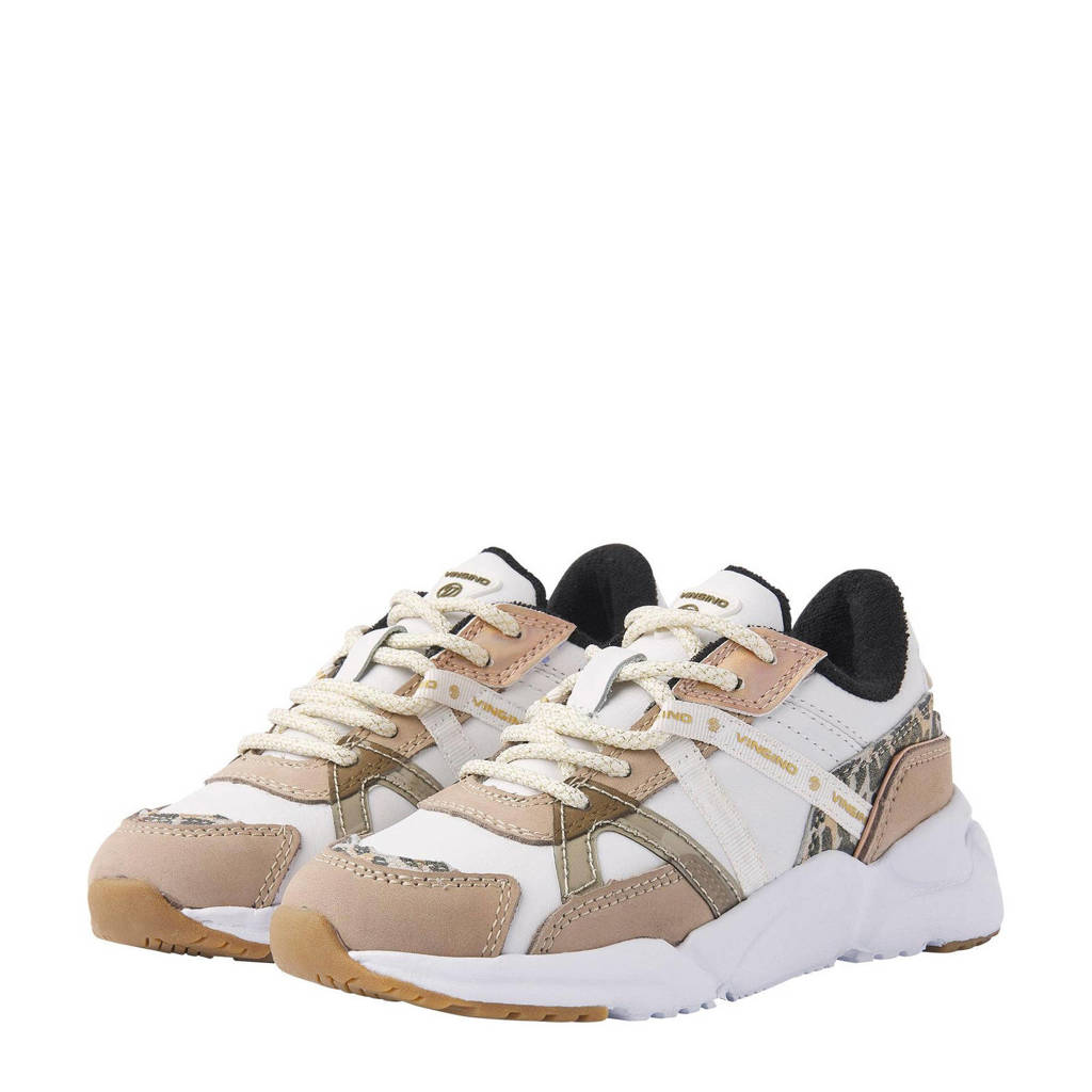 Vingino Odilialeren sneakers beige/wit