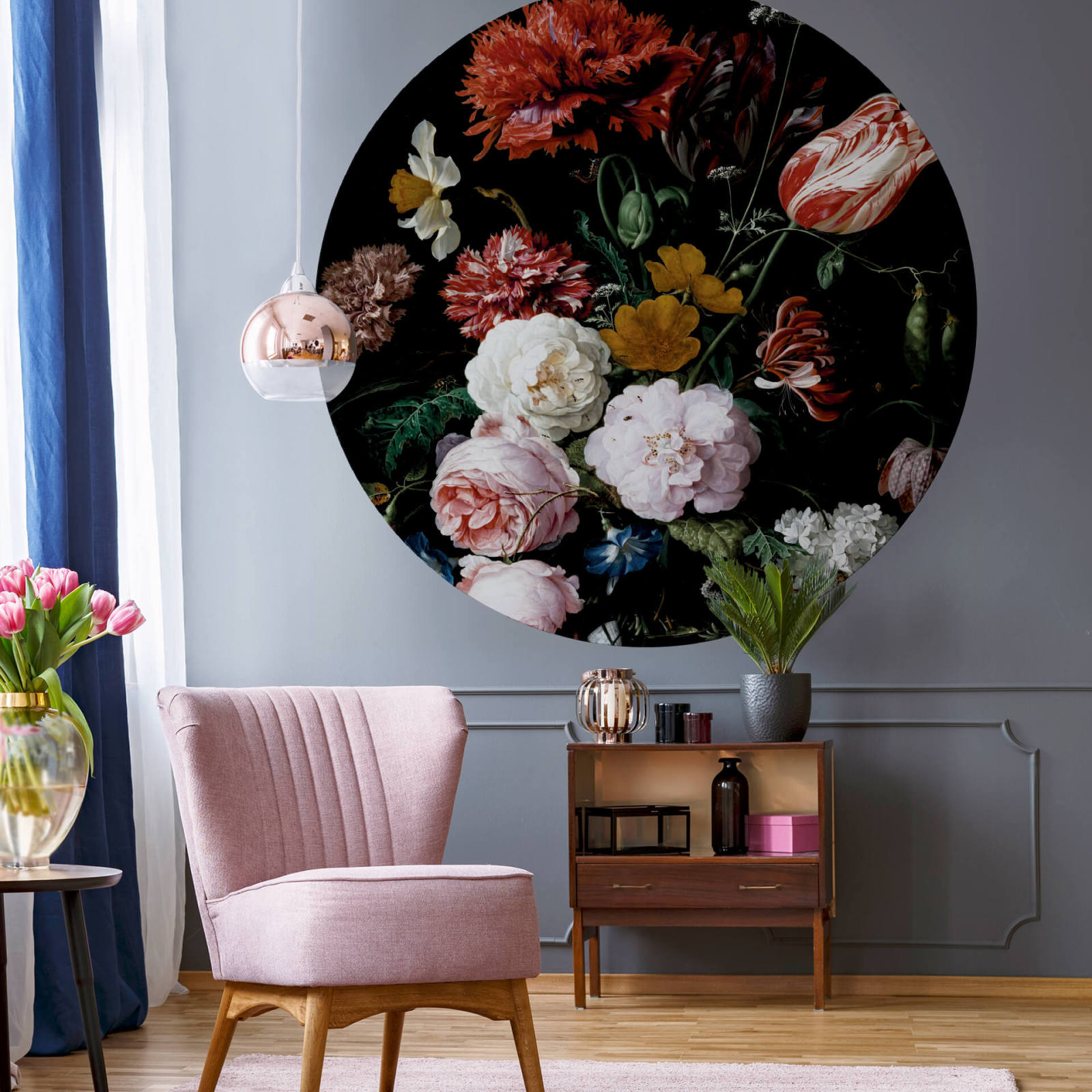 Fototapete DESIGNWALLS 2.0 - rot-schwarz - Blumen - 1,4 Meter