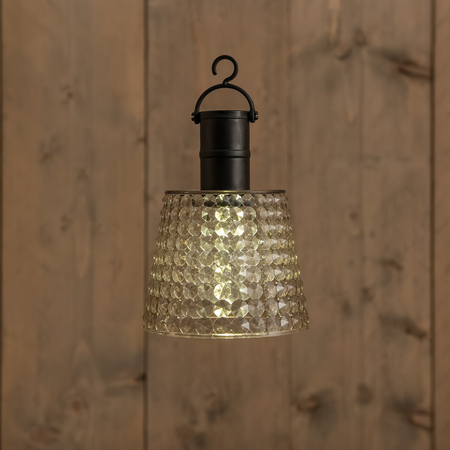 Anna's Collection solar hanglamp Smokey transparant 12,5 x 12,5 x 26 cm