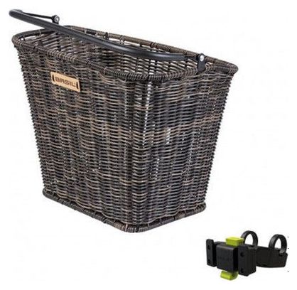 BASIL Panier À Vélo Bremen Rattan Look Avec Support De Guidon 27 X 35 X 29 Cm