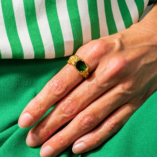 House Of Vincent Stolen Possession Ring, Green/Gold, 54