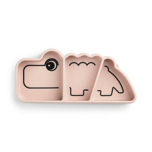 Assiette Avec Ventouse Silicone CROCO Rose - DONE BY DEER