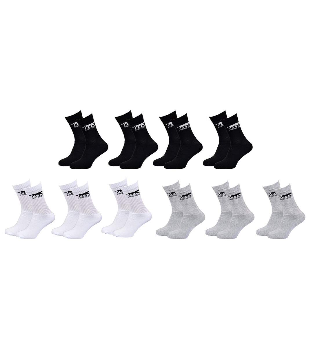 Chaussettes Homme AIRNESS Qualité et Confort-Assortiment modèles photos selon arrivages- Pack de 10 Paires AIRNESS CREW assorties
