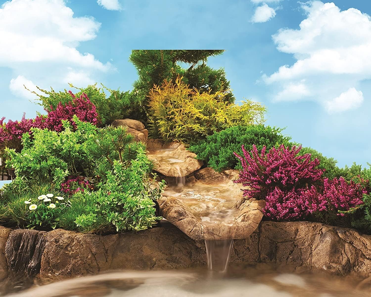 ZooPaul Bachlauf Wasserfall Gartenteich Bachlaufschalen Set, 135 x 50cm Wasserspiel für Garten