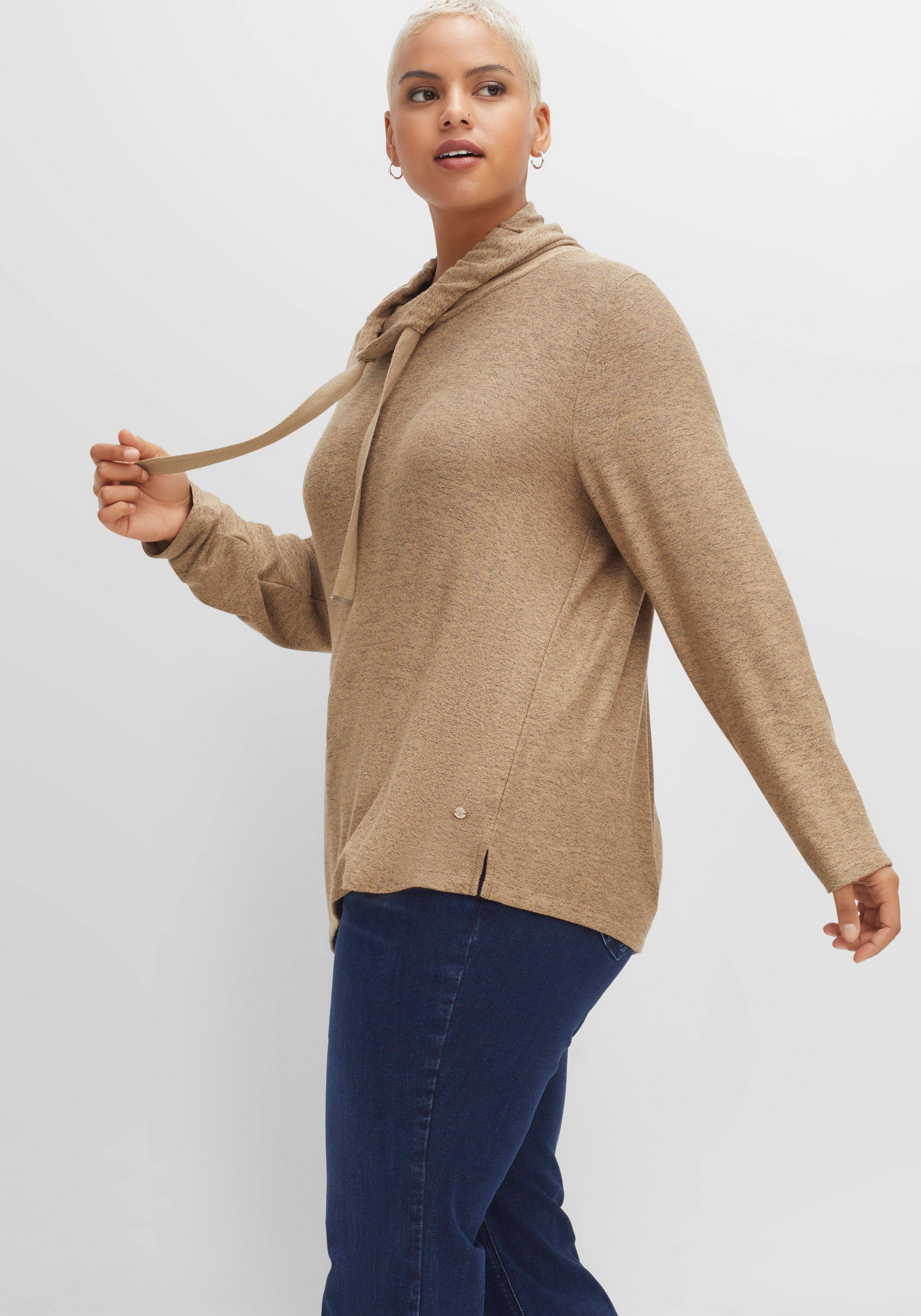 Feinstrickpullover mit Tunnelzug am Kragen