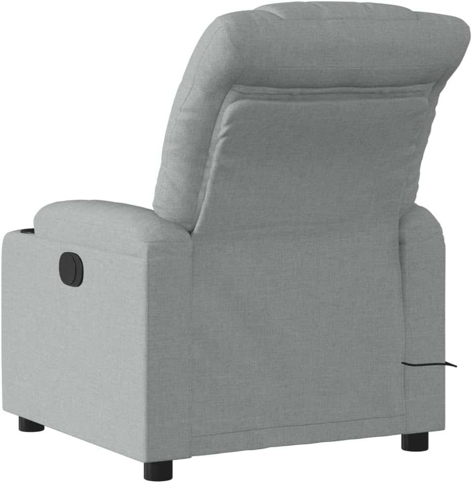 vidaXL Massagesessel, Sessel Verstellbare Rückenlehne Fußteil, Fernsehsessel Relaxsessel mit Liegefunktion, Liegesessel Polstersessel Ruhesessel, Hellgrau Stoff