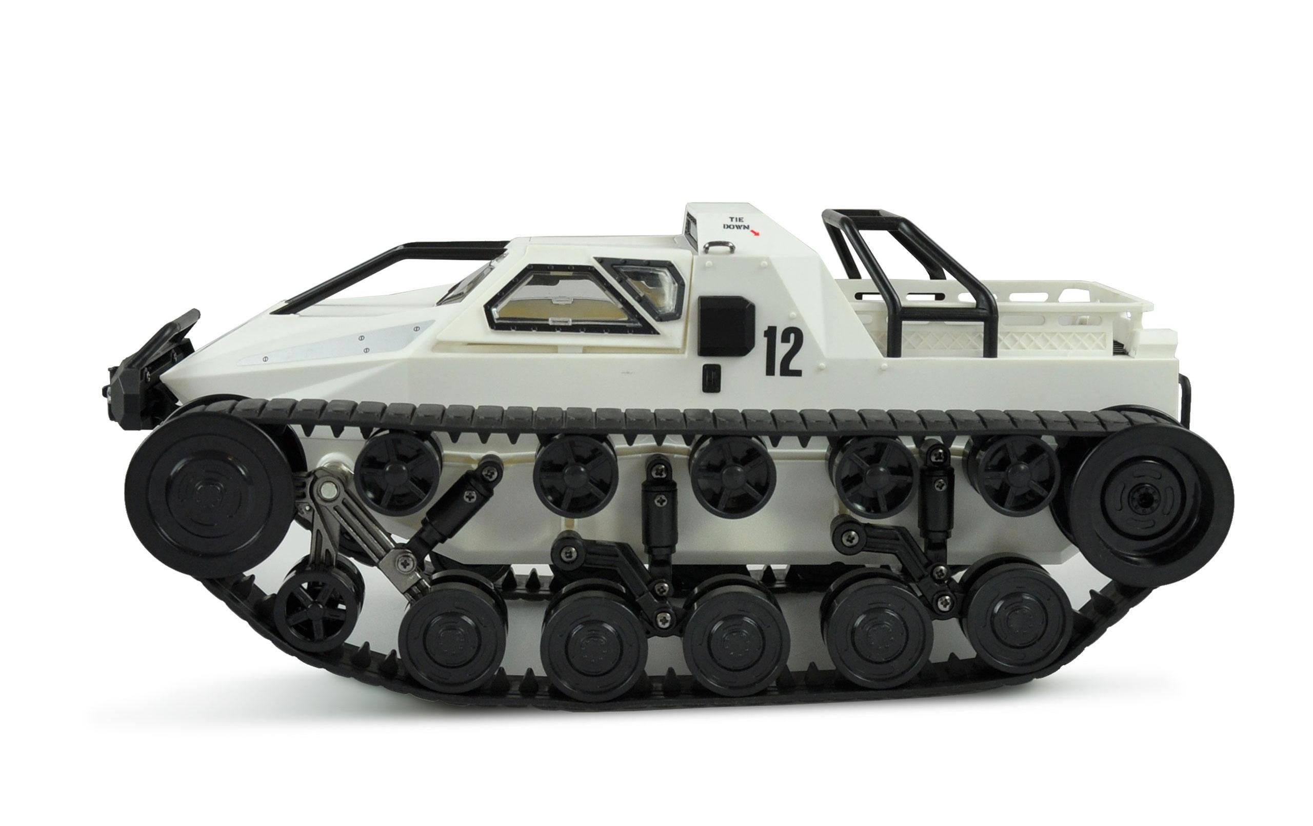 Kettenfahrzeug Military Police Weiss, RTR, 1:12Futuristisches Raupen-Fahrzeug