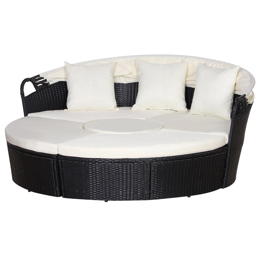 Outsunny Polyrattan Sonneninsel mit Sonnendach schwarz, creme