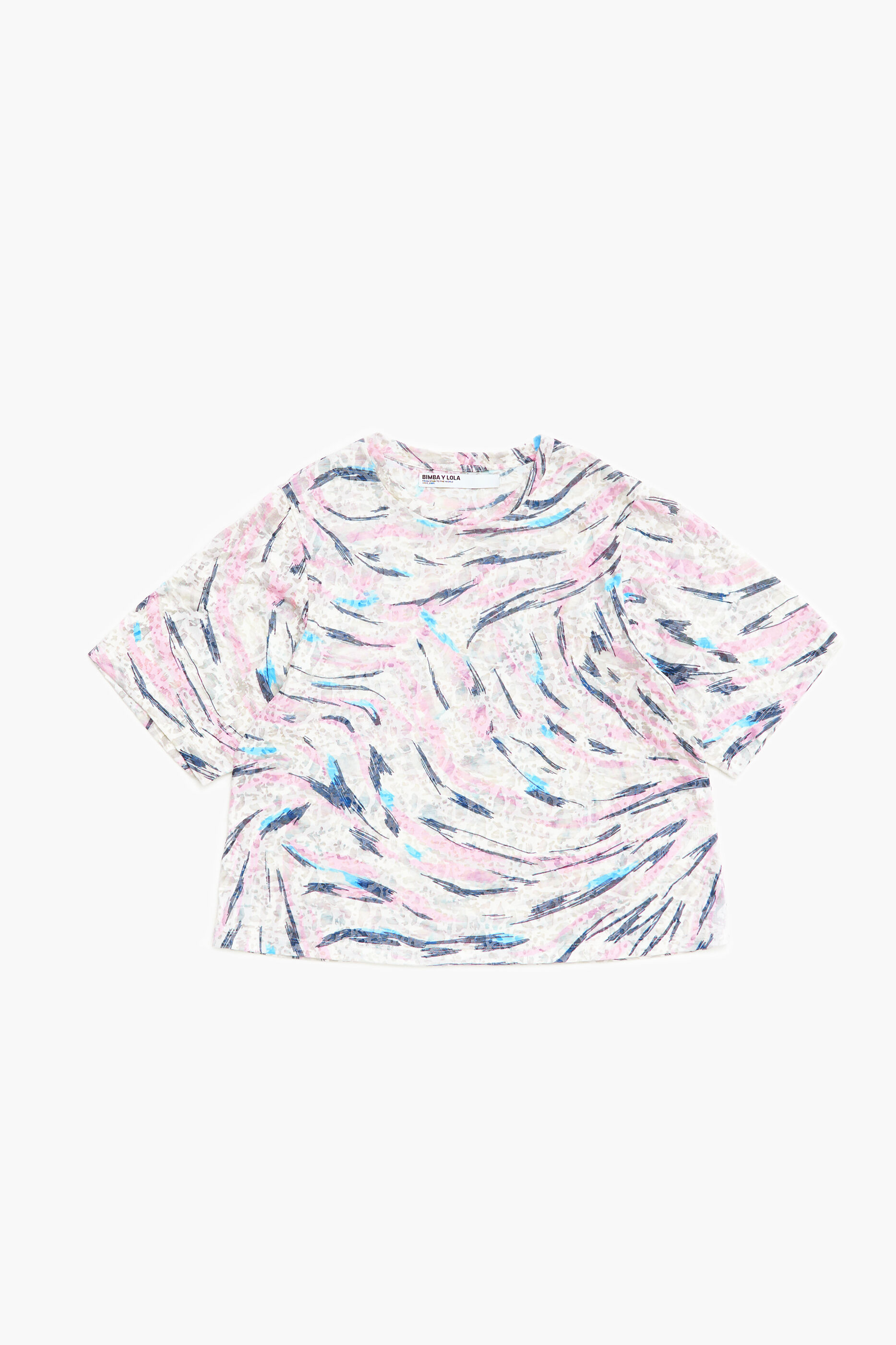 Camiseta boxy com estampa de asas de borboleta brancas