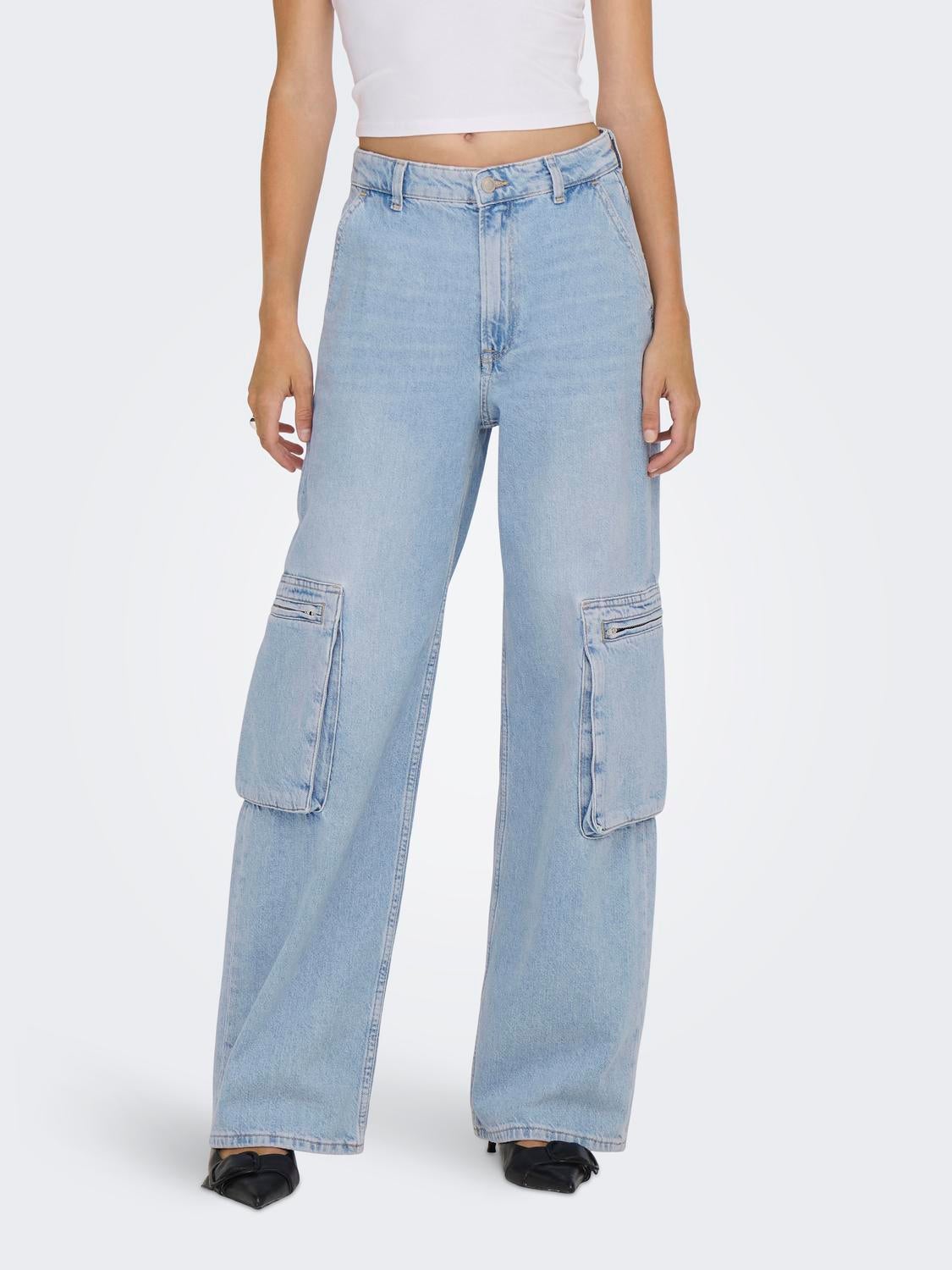 ONLHOPE Sehr hohe Taille Weiter Beinschnitt Jeans Light Blue Denim