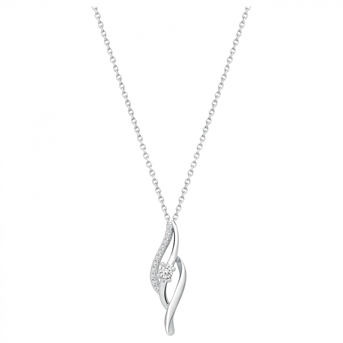 Collier mono-motif en Argent avec oxyde de zirconium blanc