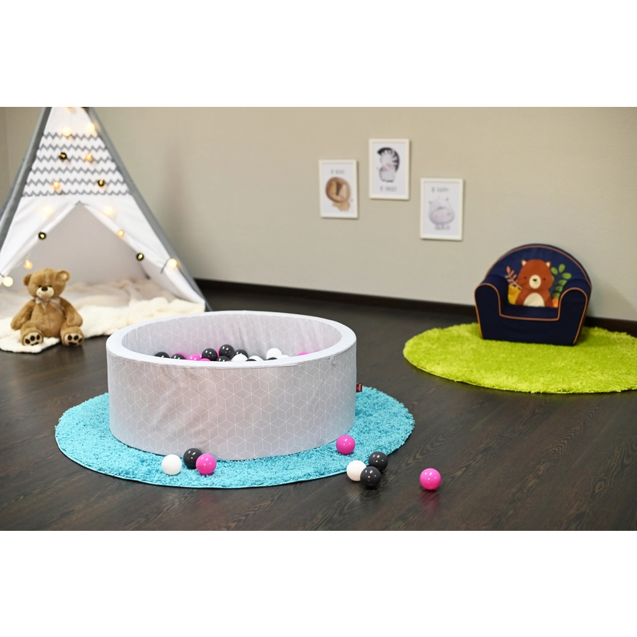 knorr toys® Bällebad soft - Geo cube grey - 300 balls cremegreyrose grau