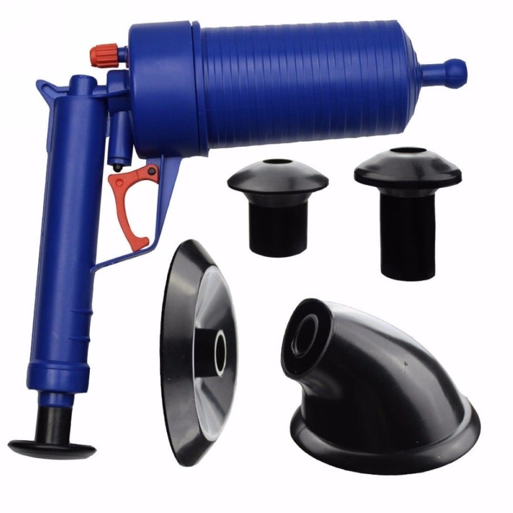 Pressluft Druckluft Rohrreinigungspistole Abfluss Pumpe für WC / Bad / Küche   4 Aufsätze