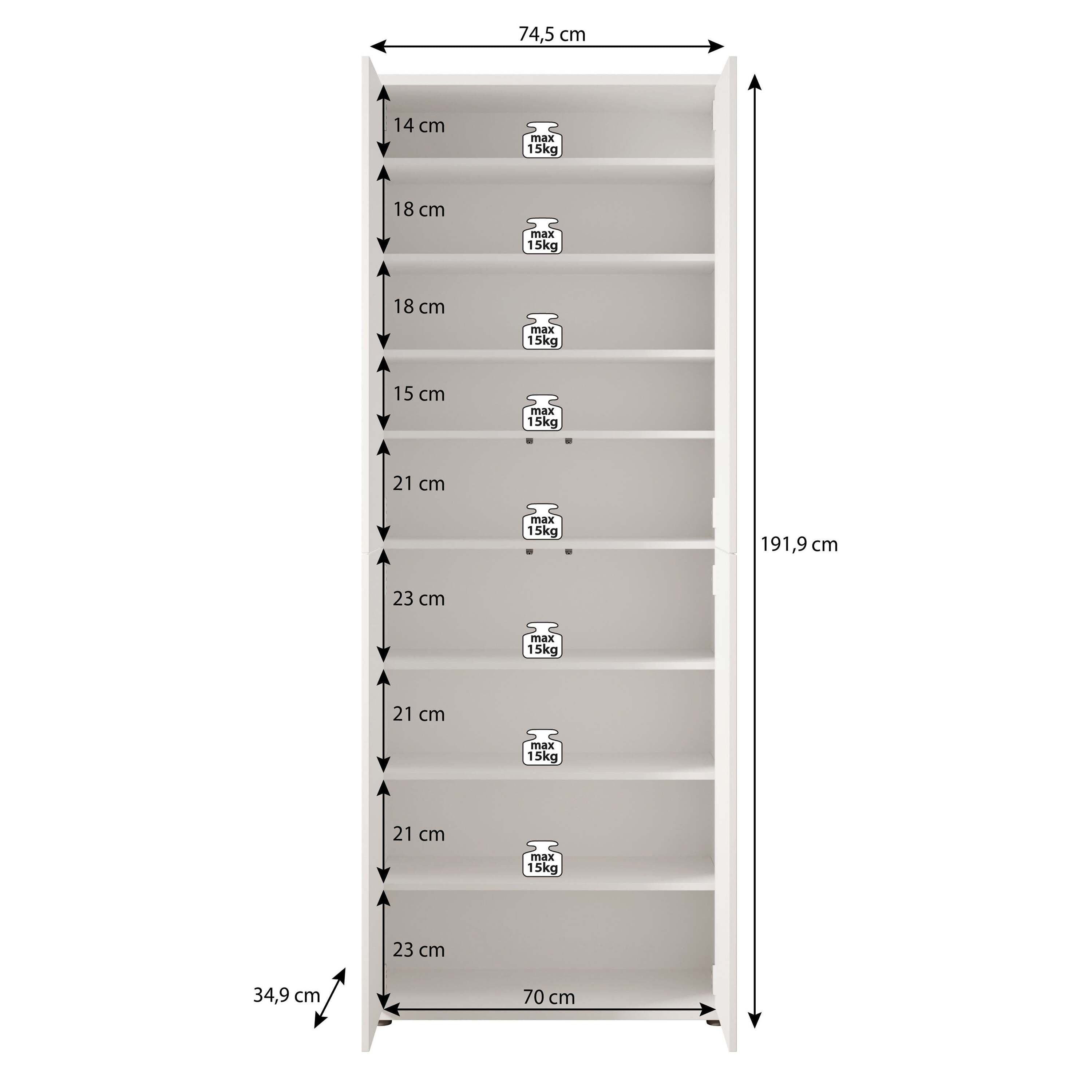 Meubella - Schoenenkast Amber - Eiken - 75 cm