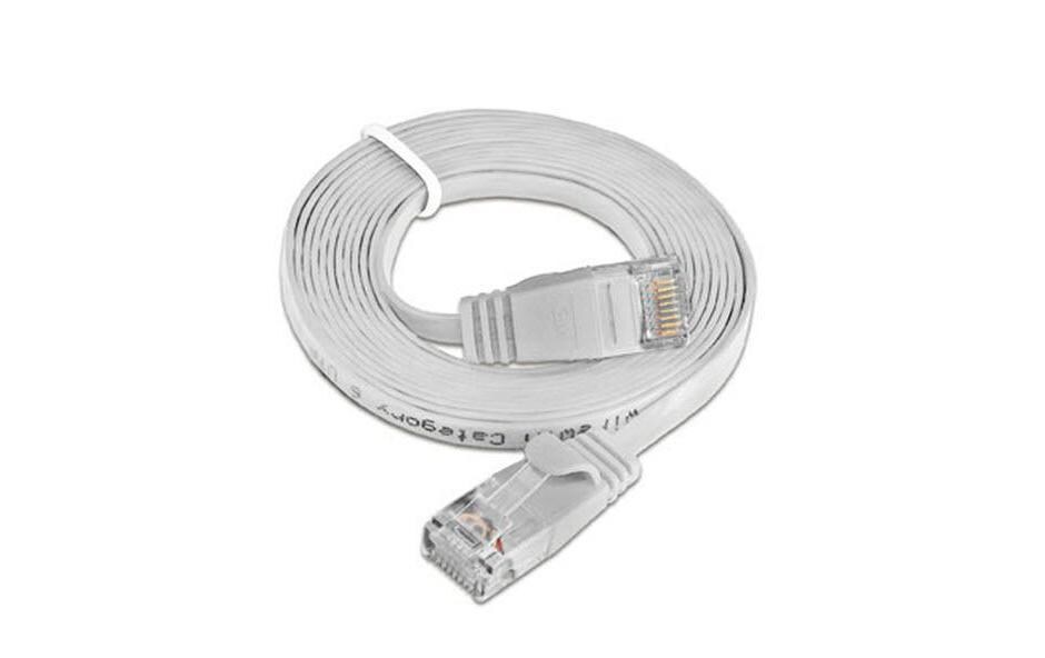 Slimpatchkabel RJ-45 - RJ-45, Cat 6, UTP, 5 m, WeissUnscreened/Unshielded Twisted-Pair-Kabel (UTP) mit Klinkenschutz
