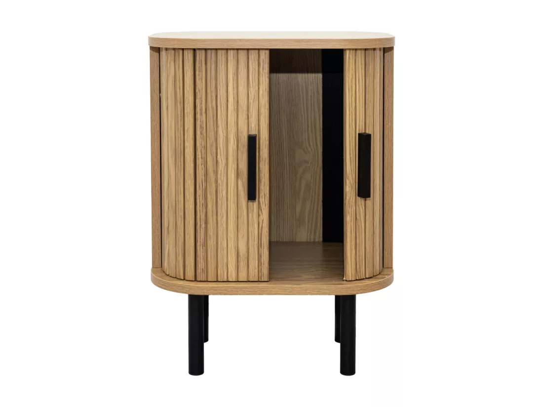 Table de nuit en bois et métal à lamelles KYOTO (Lot de 2)