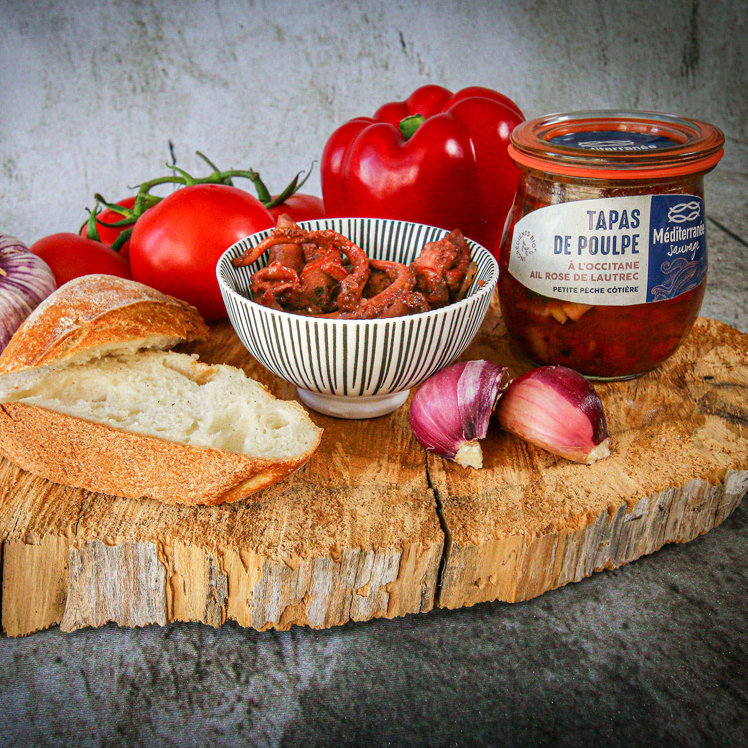 Tapas de poulpe à l'Occitane, à l'Ail Rose de Lautrec IGP
