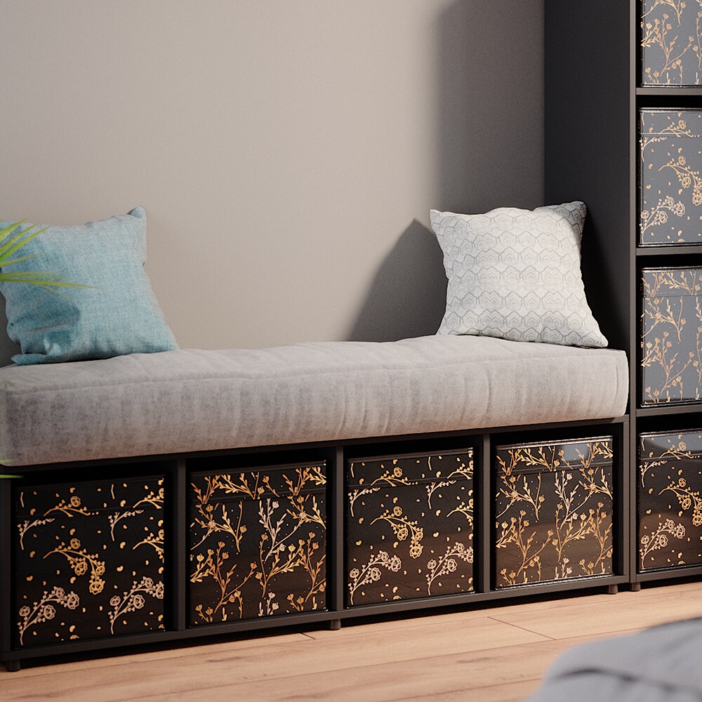 Vicco Raumteiler Würfelregal Standregal Ludus Schwarz Faltbox Wohnzimmer Regal 36x145 cm modern Ablage 4 Fächer Dekoregal Ordnerregal Aufbewahrung