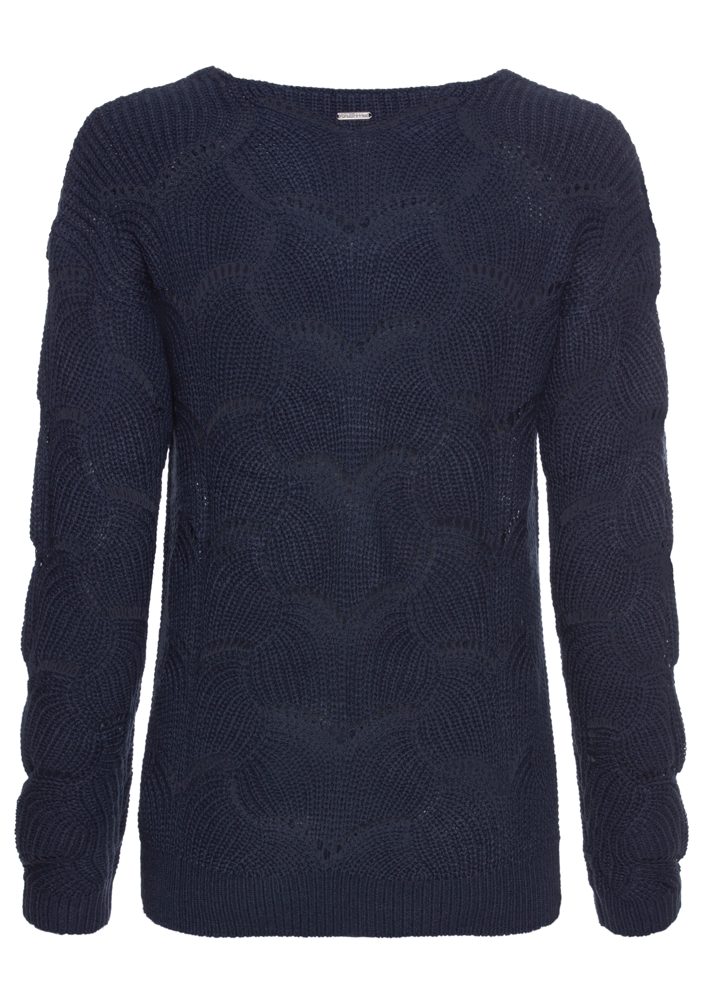 Laura Scott Strickpullover , softer Übergangsstrick mit V-neck und trendy Ajourmuster