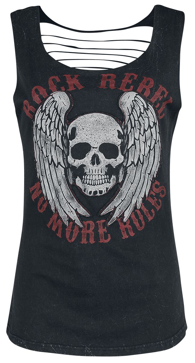 Haut Noir Avec Découpes & Imprimé | Rock Rebel by EMP Top