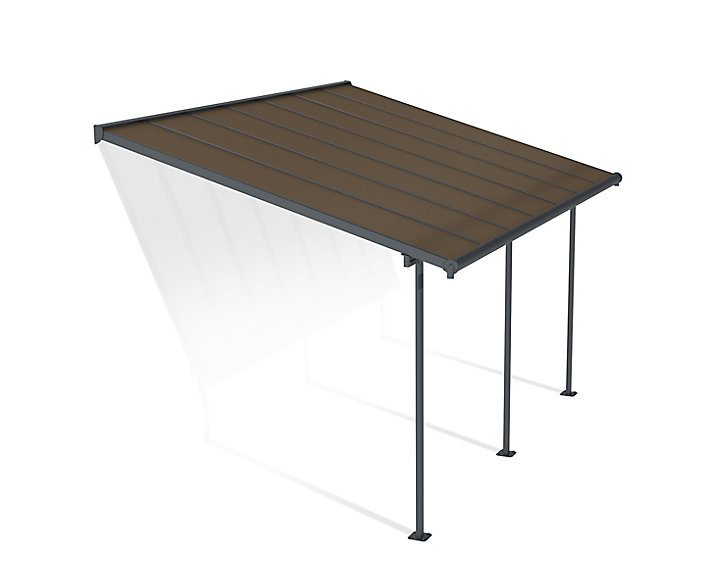 Pergola adossée fixe aluminium Canopia by Palram Capri gris bronze 3 x 4,25 m
