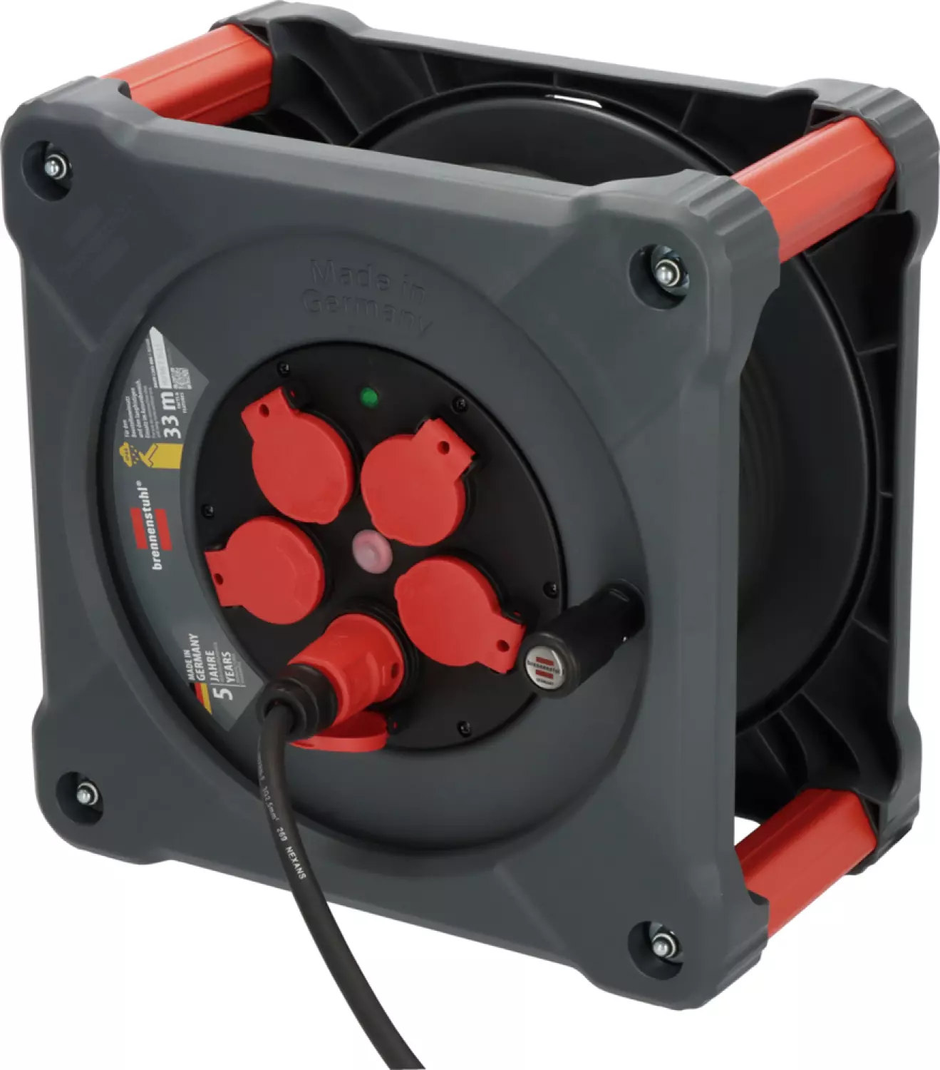 Brennenstuhl Professional KA 3200 Bouwplaats Cube 5-voudig kabelhaspel H07RN-F 3G2.5 - IP44 - 33m - Zwart