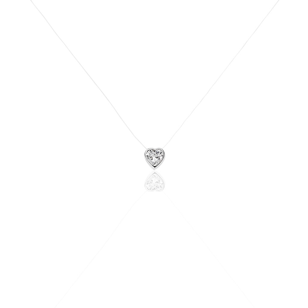 Collier Nylon Argent Blanc Oxyde De Zirconium
