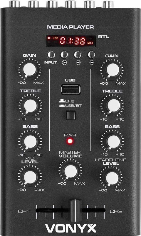 Vonyx - STM500BT - DJ-mixer - Zwart - Bluetooth - MP3-speler - USB-poort