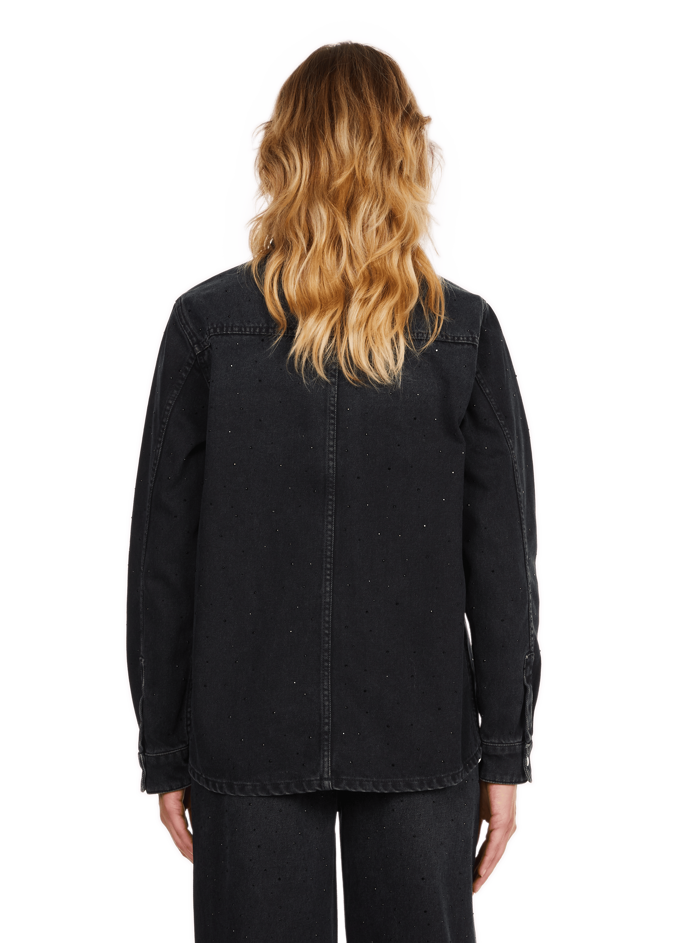 UVIK - Chemise droite en denim strassée| Noir