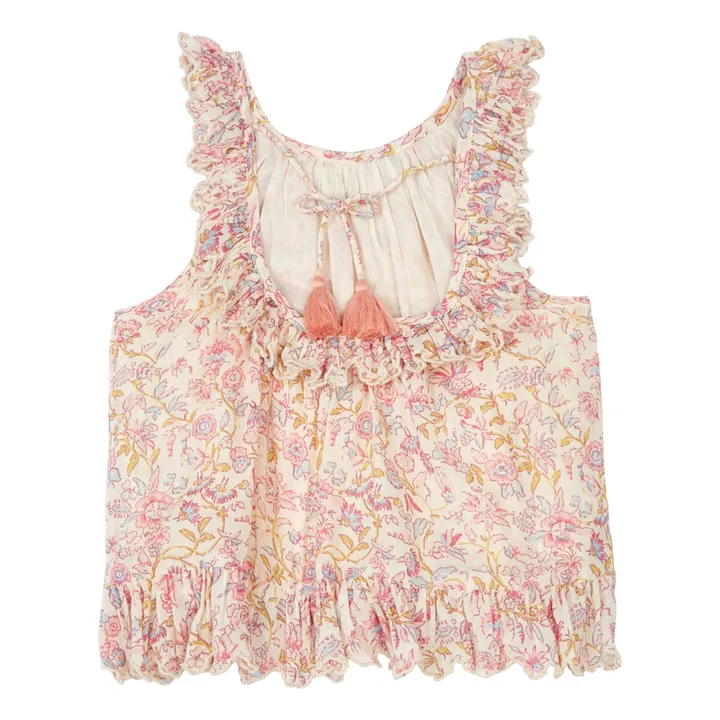 Louise Misha Top Coton Bio Fleurs Zelie | Ecru