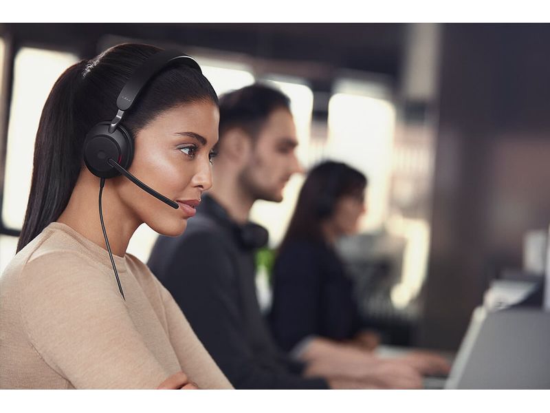 Jabra Headset Evolve2 40 SE Duo UC USB C/A Headset mit passiver Geräuschisolierung und einem Noise-Cancelling-Mikrofon