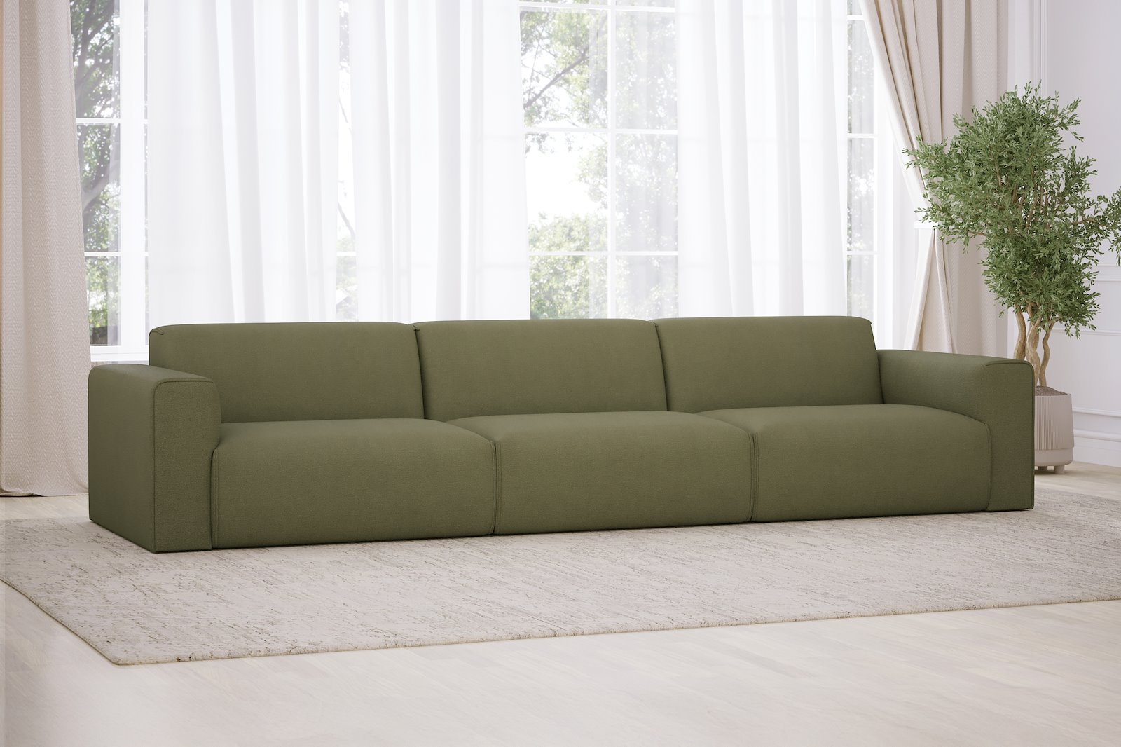 Monaco 3,5-seter sofa Tekstil Brego 77 Green med sorte ben. Std komfort.