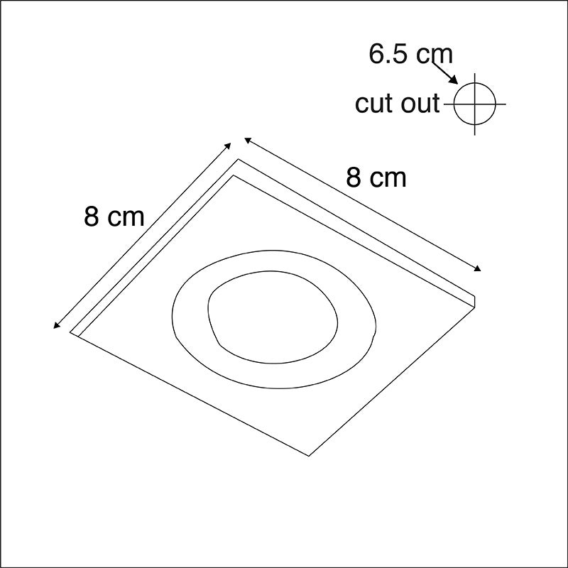 Moderne inbouwspot, zwart, IP44 - Xena Square