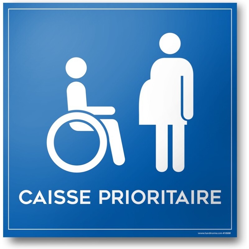 Autocollant caisse prioritaire aux personnes en situation de handicap et à mobilité réduite PMR