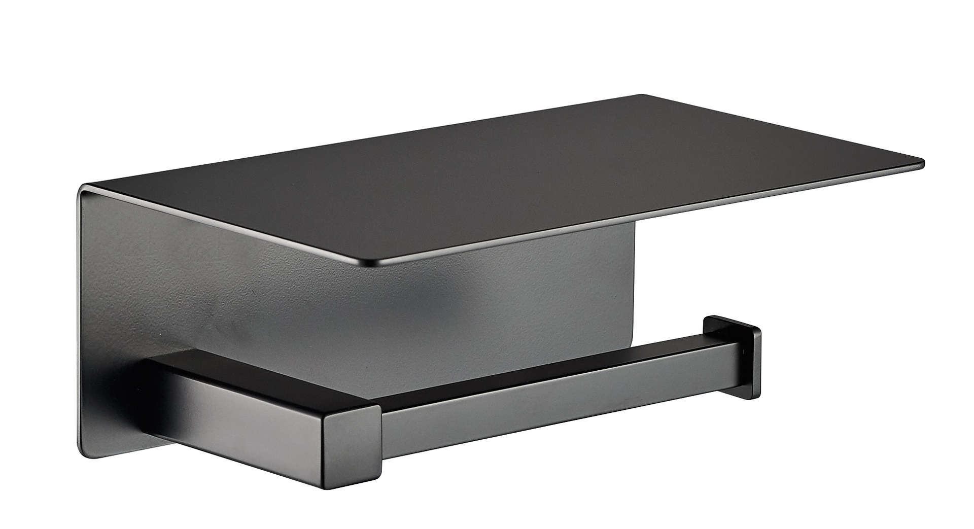 Plieger Altea toiletrolhouder met plateau mat zwart