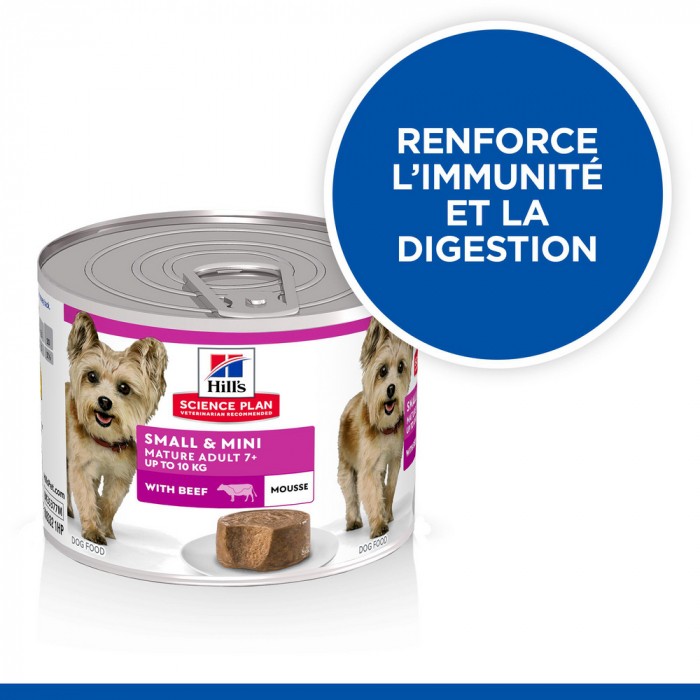 HILL'S Science Plan Small & Mini Mature Adult 7+ en mousse au bœuf - Pâtée pour chien
