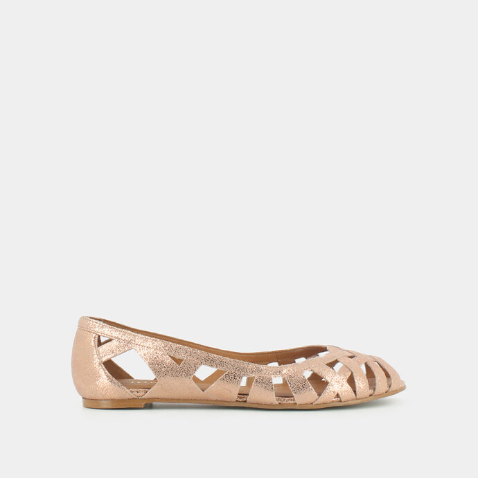 Ballerines ajourées  en croûte laminée cuivre