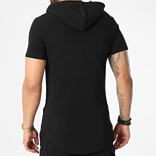 Ensemble Tee Shirt Capuche Et Short Jogging PP62-DD62 Noir