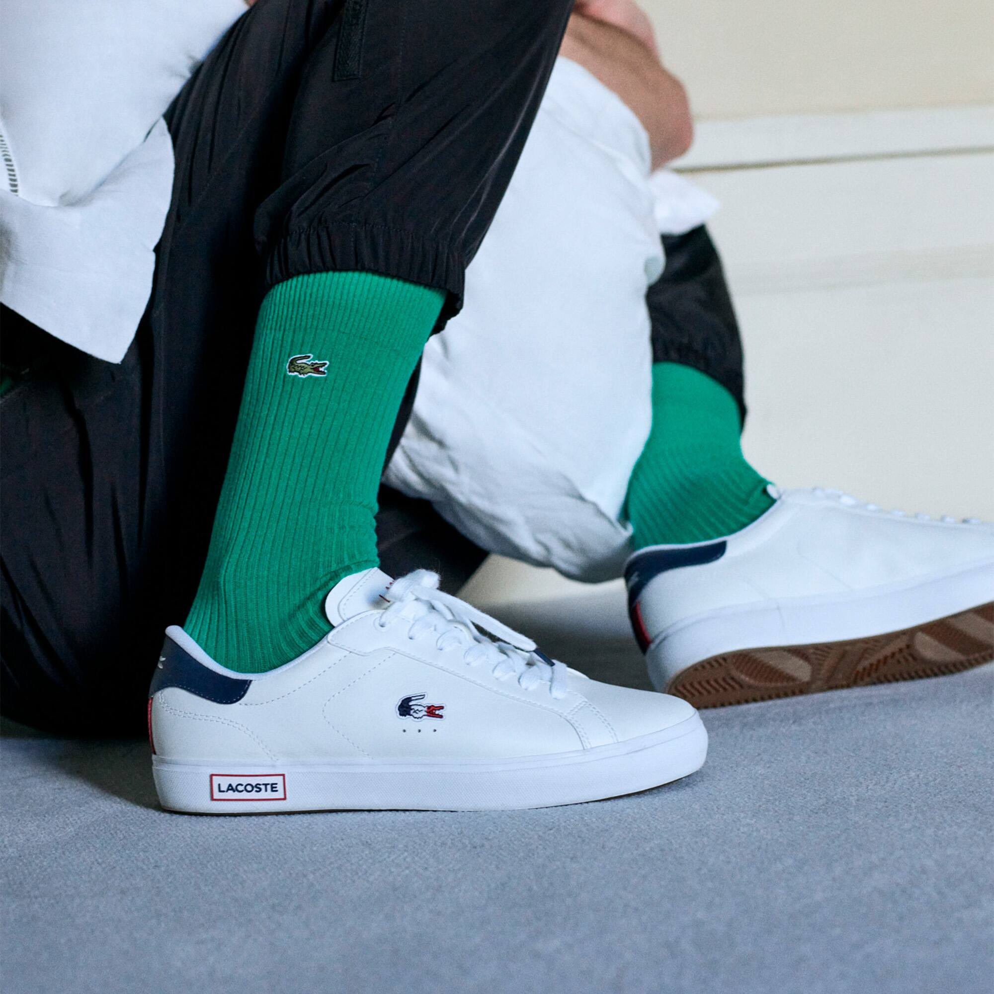 Herren-Sneakers POWERCOURT aus Trikolor-Leder Sneakers - Weiss - Lacoste - Herren