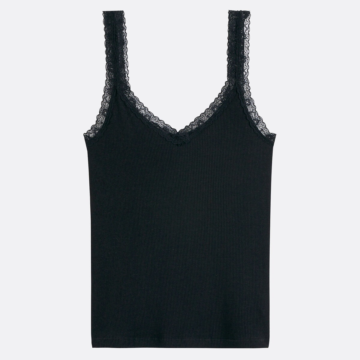 COLEÇÃO LA REDOUTE<br>Regata com detalhe em renda e decote em V